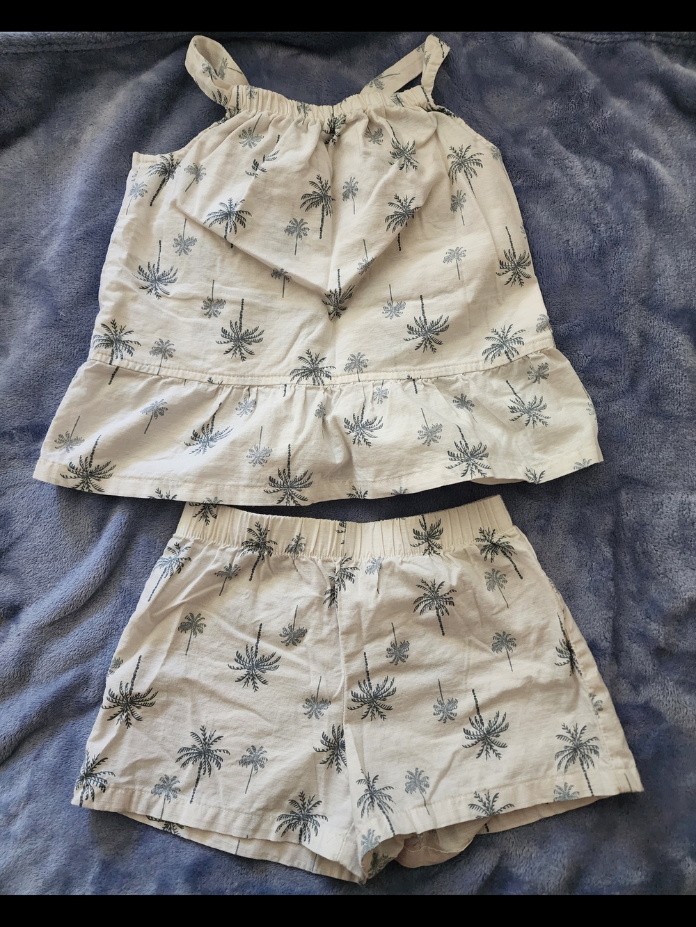 Carter's Cream Palm-Print High Waist Shorts & Tank Set